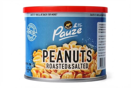 Pauze skrudinti, sūdyti žemės riešutai 150 g